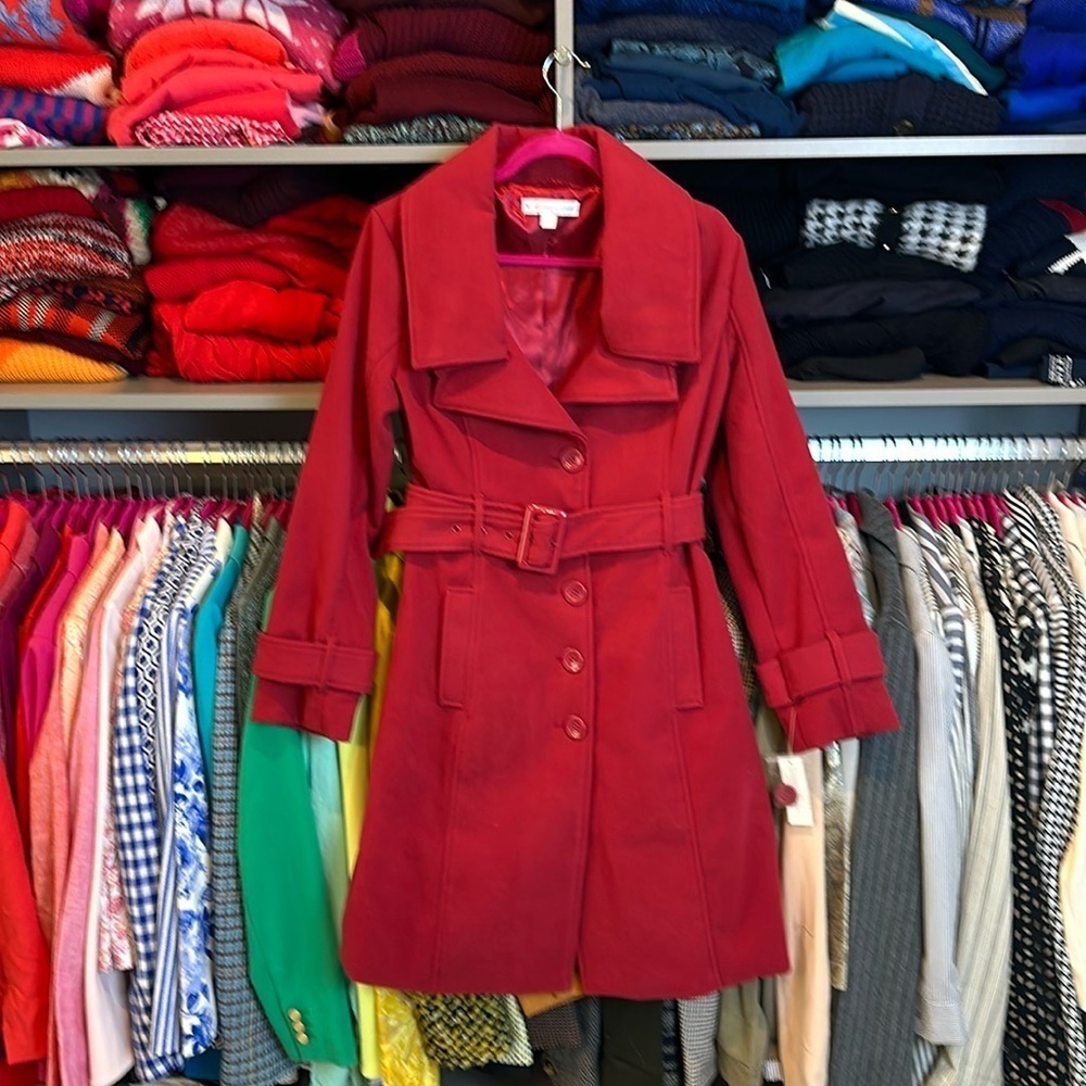 New York & Co red coat size L NWOT